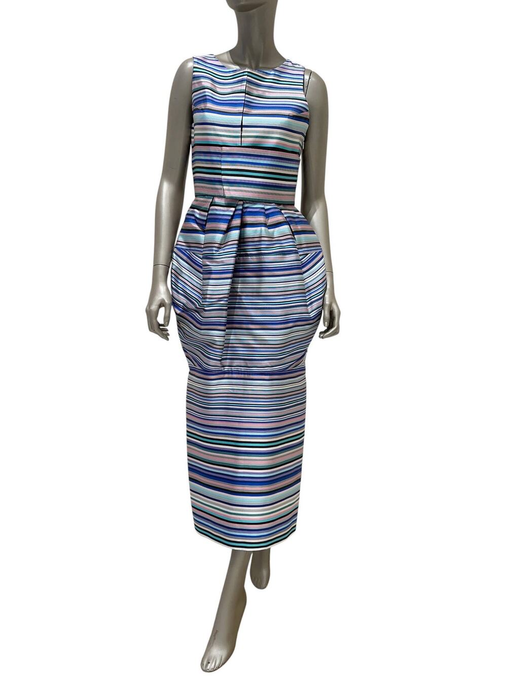 Christian Dior Raf Simons 2014 Striped Silk Dress 38
